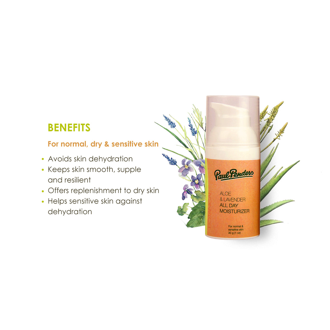 Paul Penders Aloe & Lavender All Day Face Moisturizer Cream For Dry & Sensitive Skin 30g