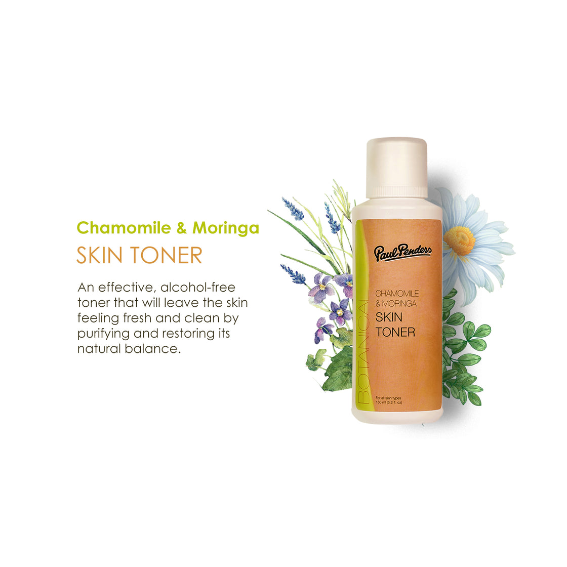 Paul Penders Chamomile & Moringa Skin Toner & Cleanser For Restoring Skin's Natural Balance 150ml