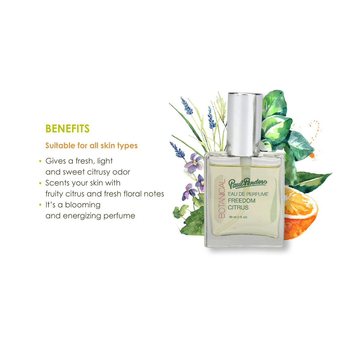 Paul Penders Eau De Perfume Freedom (Citrus Floral Zests) | Fruity Citrus & Fresh Floral Notes 30ml